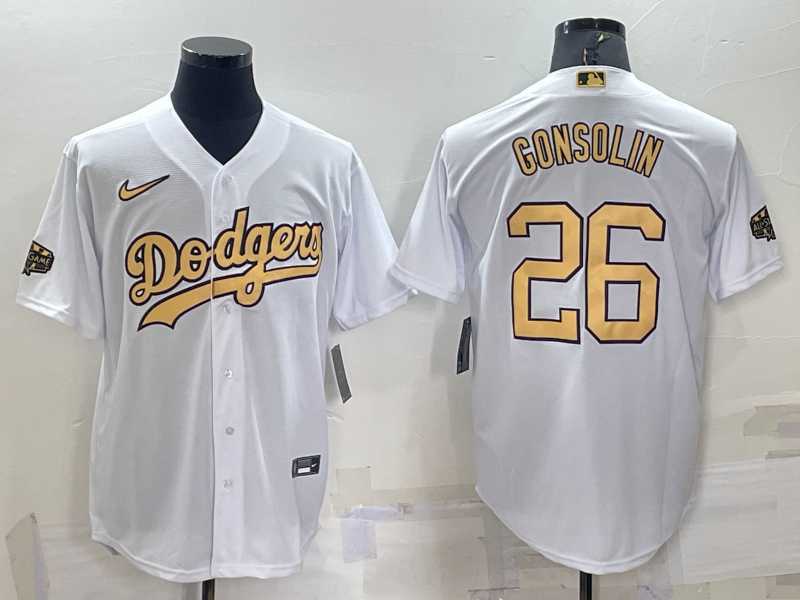 Men's Los Angeles Dodgers #26 Tony Gonsolin White 2022 All Star Stitched Cool Base Nike Jersey,We sell and wholesale Men's Los Angeles Dodgers #26 Tony Gonsolin White 2022 All Star Stitched Cool Base Nike Jersey on line form chian!